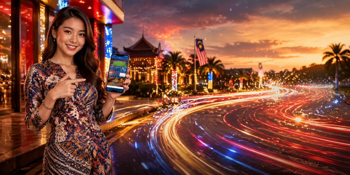 Pemain wanita Malaysia dengan motif batik menikmati aplikasi kasino slot p1605